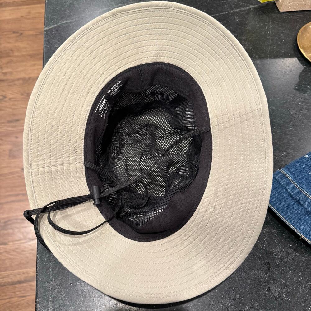 Adidas Aeroready Bucket Hat Khaki Tan Adjustable Boonie Hiking Fishing Sun Hat - Picture 3 of 4